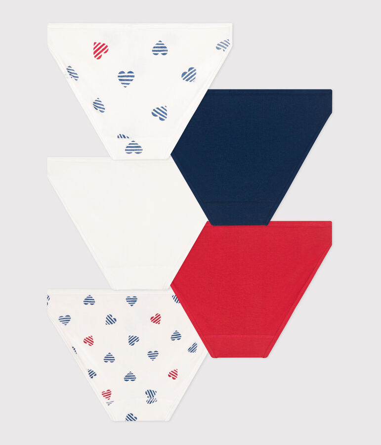 Juego de 5 braguitas de algod&oacute;n con estampado de corazones para mujer multicolor