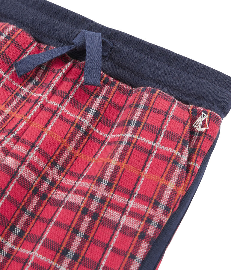 Pantal&oacute;n de malla escocesa para ni&ntilde;o rojo/azul/gris