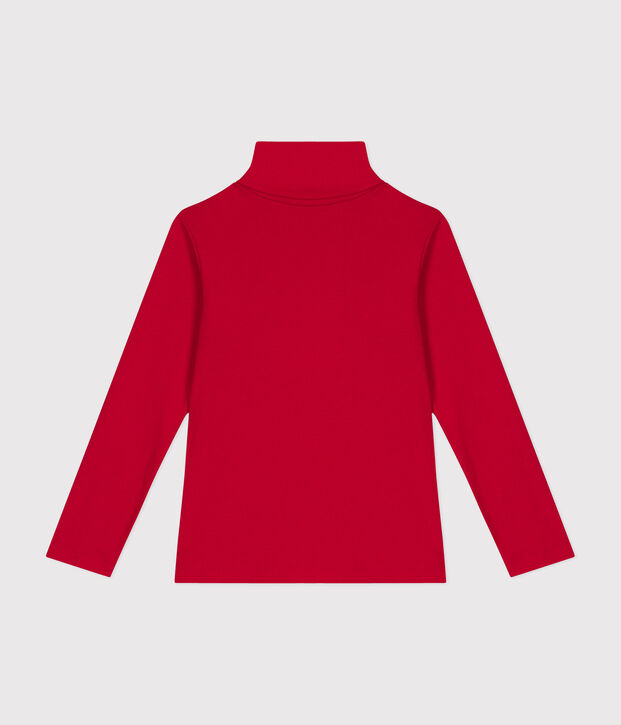 Camiseta de cuello alto de algod&oacute;n para ni&ntilde;o/a rojo