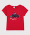Camiseta de manga corta de algodón orgánico de niña rojo PEPS