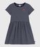 Vestido infantil de algodón de manga corta a rayas azul SMOKING/blanco MARSHMALLOW