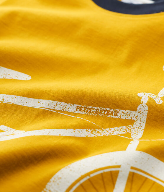 Camiseta de manga corta de algodón de niño amarillo BOUDOR