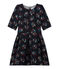 Vestido de niña mangas 3/4 en túbico alcolchado azul SMOKING/blanco MULTICO