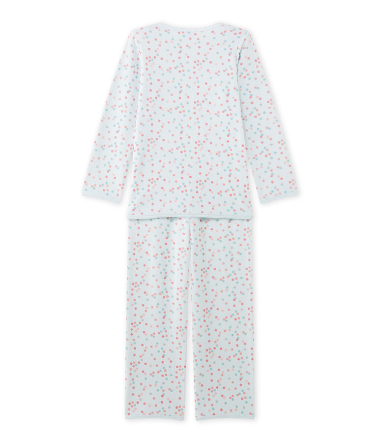Pijama de terciopelo para ni&ntilde;a azul BOCAL/blanco MULTICO