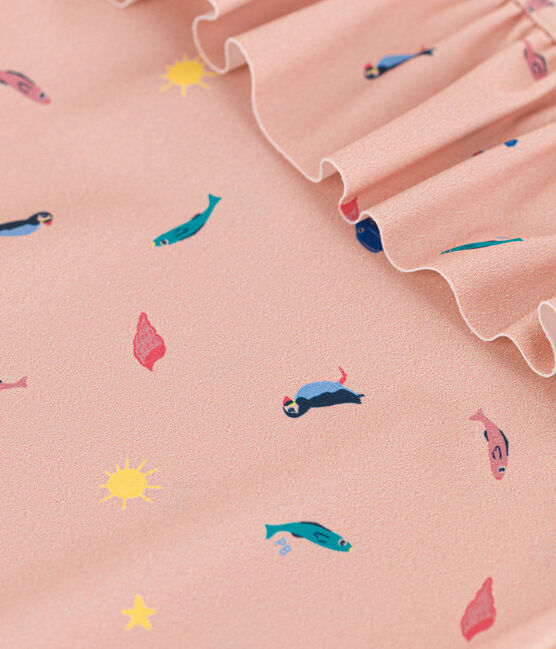 Bañador estampado para niña rosa SALINE/blanco MULTICO