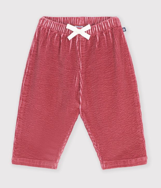 Pantal&oacute;n de terciopelo liso para beb&eacute; rosa