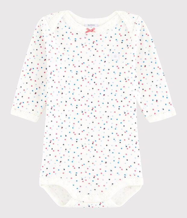 Bodi de manga larga de beb&eacute; ni&ntilde;a blanco/multicolor