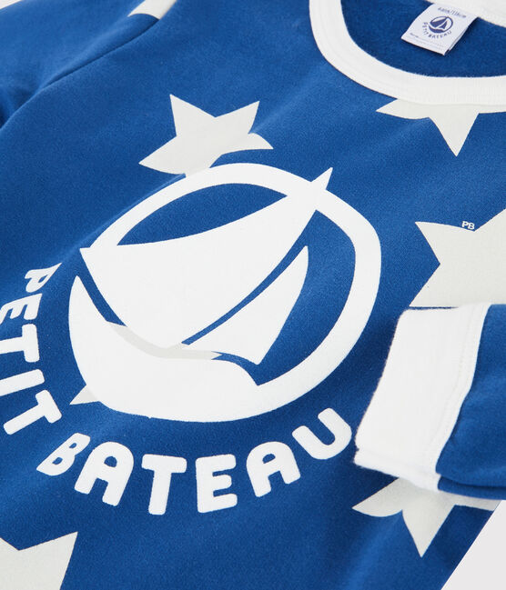 Pijama con estrellas unisex de felpa azul MAJOR/blanco ECUME