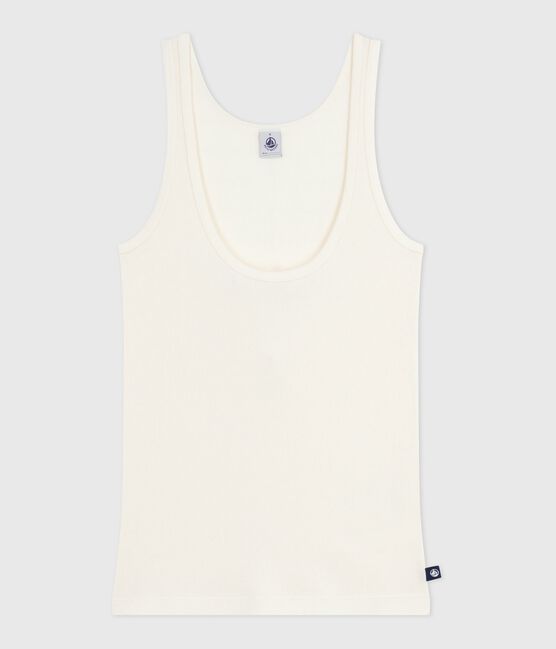 Camiseta ligera de tirantes de lana y algodón para mujer crudo MILK