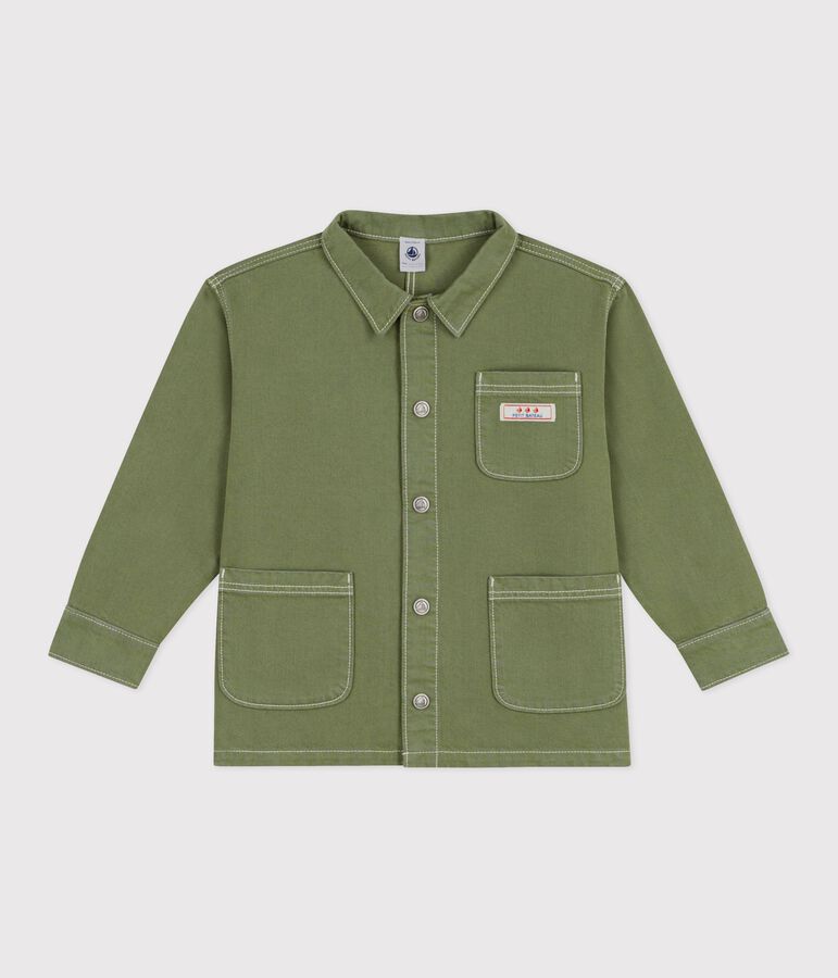 Chaqueta infantil lisa de algod&oacute;n verde OLIVINE