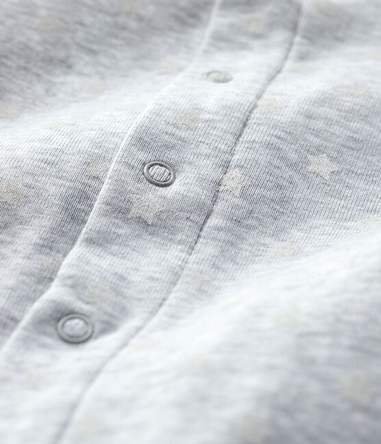 Bodyjama sin pies de bebé de algodón ecológico gris POUSSIERE/blanco MARSHMALLOW