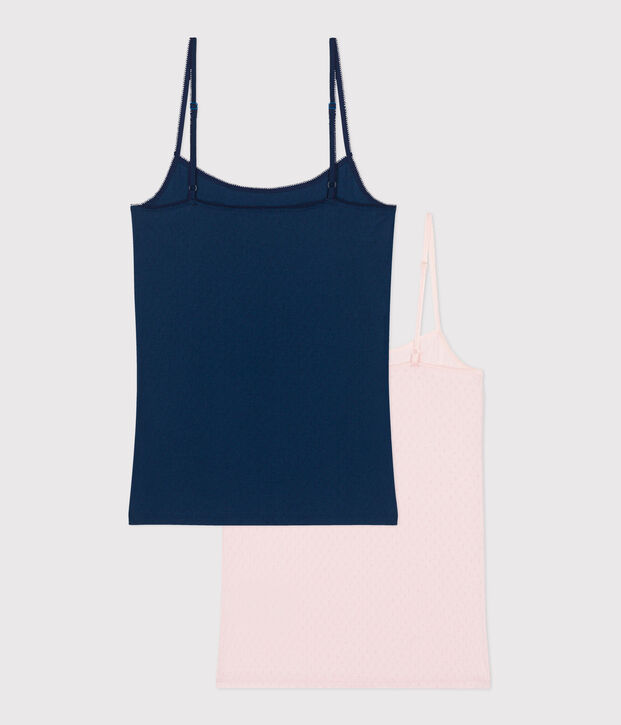 Juego de 2 camisetas de tirantes finos de algod&oacute;n para mujer multicolor
