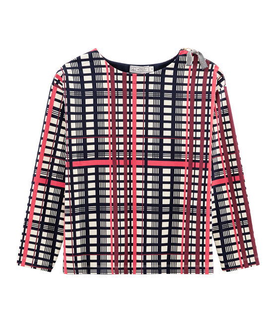 Marinera de cuadros para mujer beige COQUILLE/blanco MULTICO