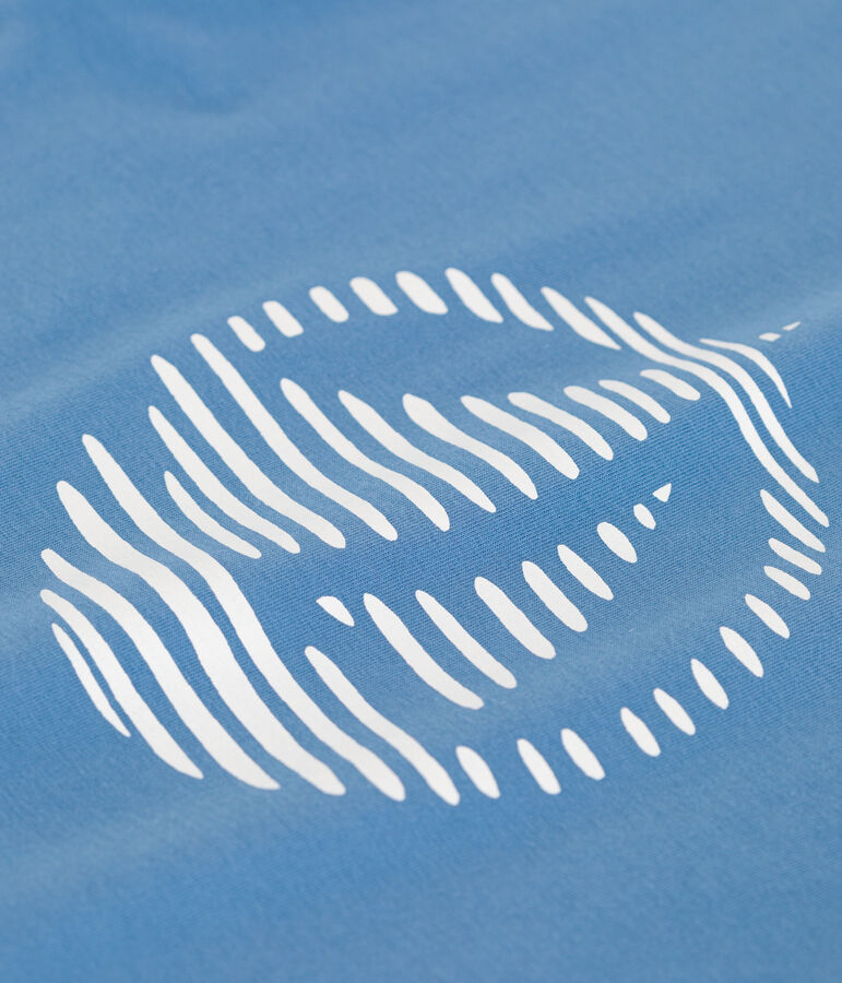 Camiseta infantil de manga corta de algod&oacute;n con estampado azul