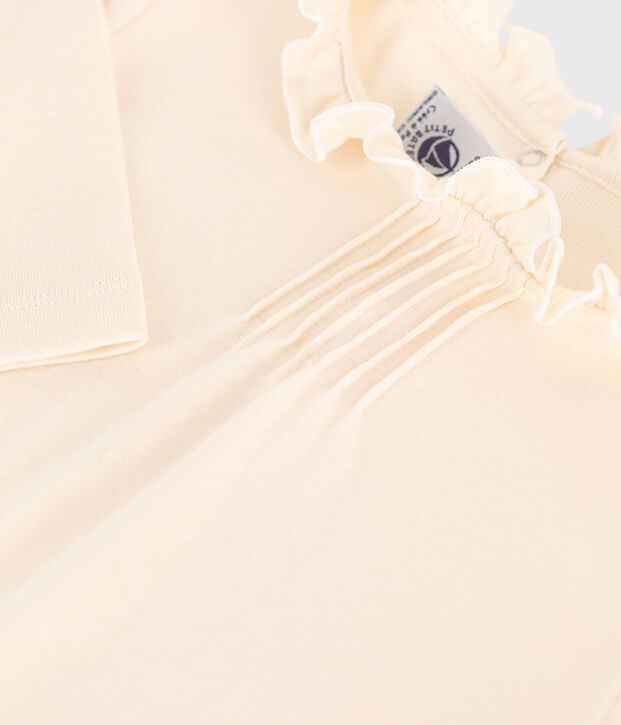 Camiseta de algod&oacute;n de manga larga de ni&ntilde;a crudo