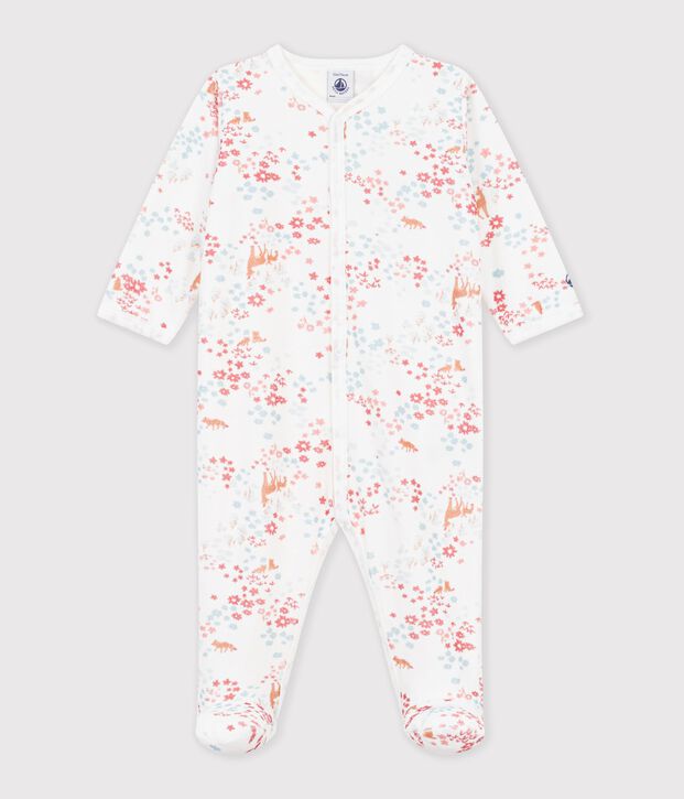 Dors-bien en bouclette velours imprim&eacute; blanco/rosa/multicolor