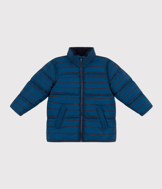 Chaqueta acolchada con capucha retr&aacute;ctil de ni&ntilde;o azul/azul