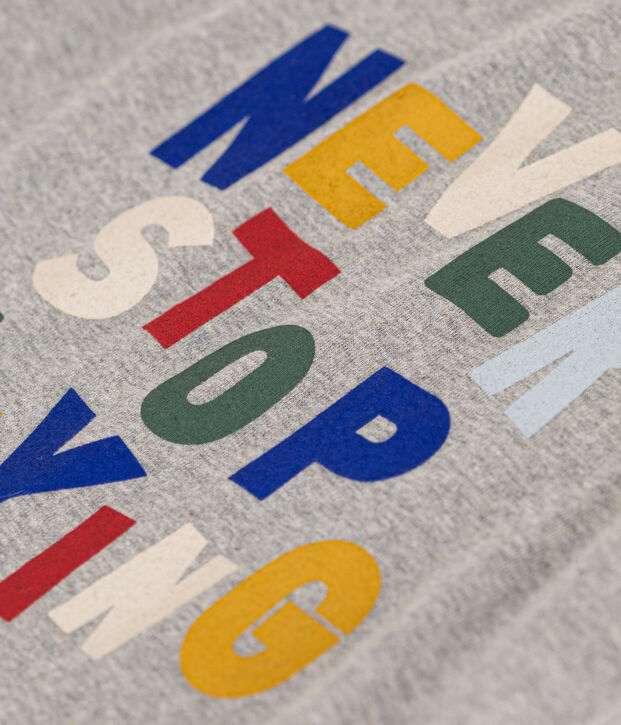 Camiseta estampada de jersey ligero para ni&ntilde;o gris