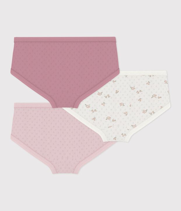 Juego de braguitas infantiles de talle alto de algod&oacute;n calado con flores multicolor