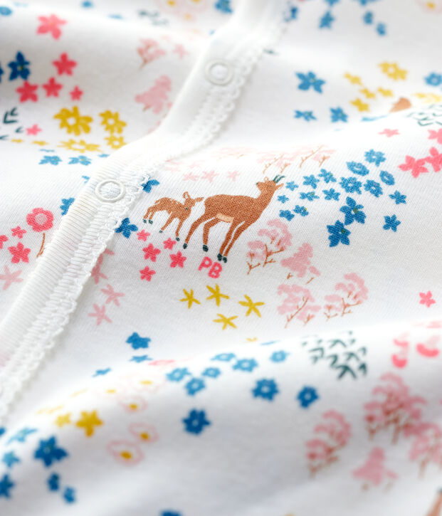 Pelele de beb&eacute; con estampado de flores de algod&oacute;n org&aacute;nico blanco/multicolor