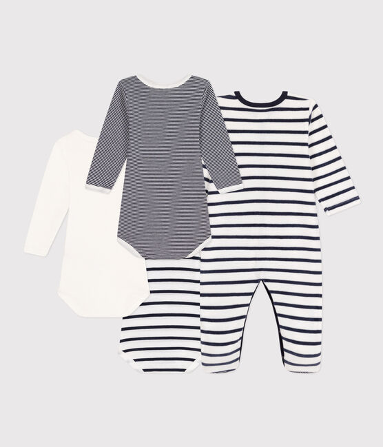 Lote de 1 pijama y 3 bodis de rayas para bebé variante 1