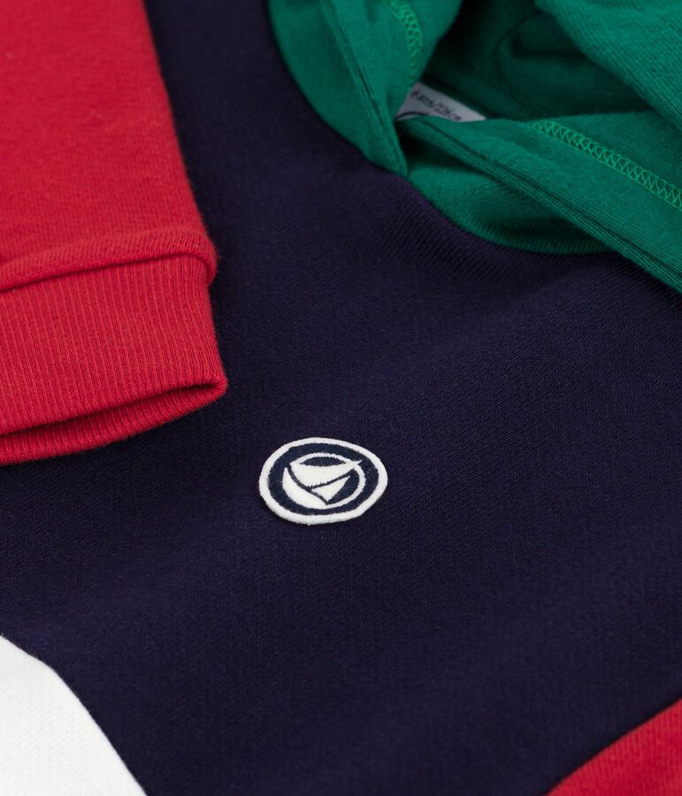 Sudadera infantil colorblock de algod&oacute;n con capucha azul/multicolor