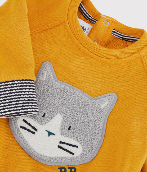 Sudadera de mulet&oacute;n de beb&eacute;. amarillo