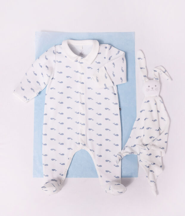 Doudou de algod&oacute;n con estampado de ballena para beb&eacute; azul/azul
