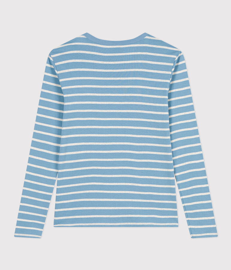 Camiseta L'ICONIQUE de algod&oacute;n con cuello redondo para mujer azul/beige