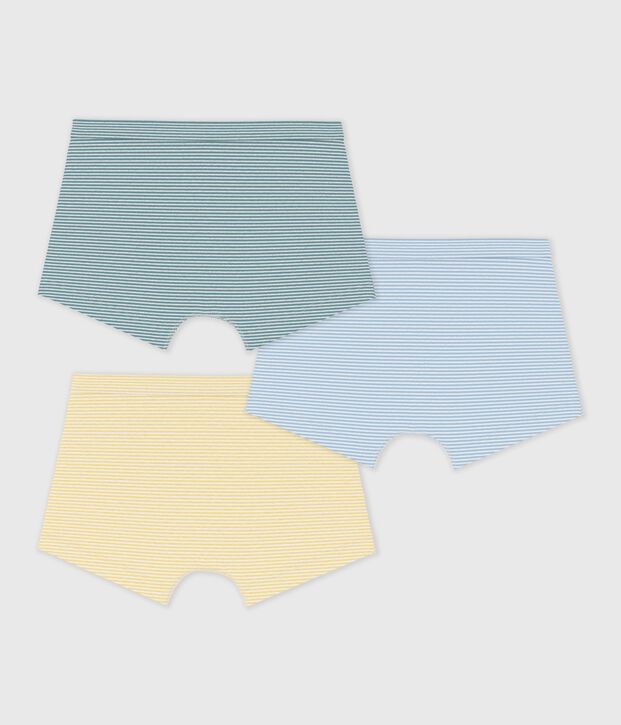 Juego de b&oacute;xeres infantiles de algod&oacute;n con ribete en la cintura a rayas multicolor