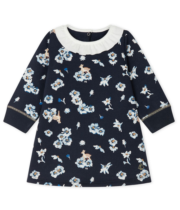 Vestido de manga larga estampado de beb&eacute; ni&ntilde;a azul/multicolor