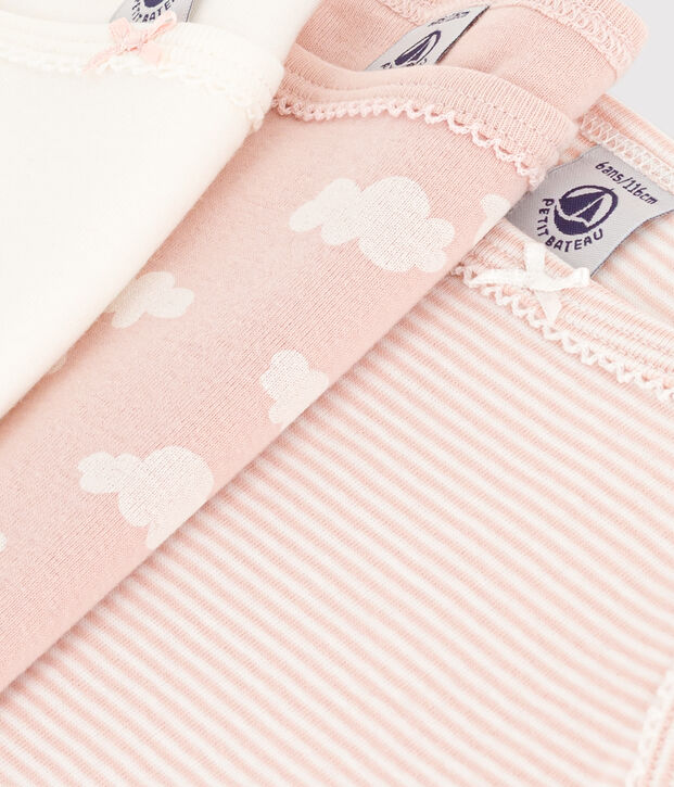 Juego de 3 camisetas de tirantes infantiles de algod&oacute;n con nubes multicolor