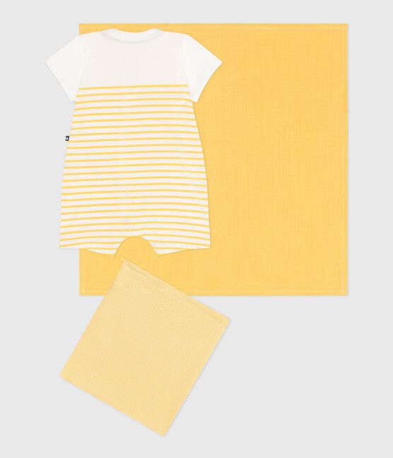 Estuche con conjunto de dos piezas, pelele corto y muselina, para recién nacido blanco MARSHMALLOW/ ORGE