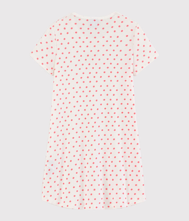Camis&oacute;n con lunares rosas de algod&oacute;n de ni&ntilde;a blanco/rosa