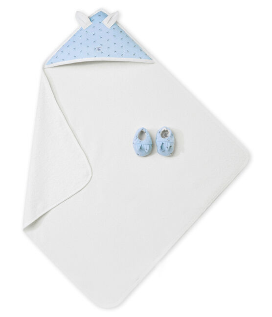 Cofre capa de baño + patucos para bebé mixto azul FRAICHEUR/blanco MULTICO