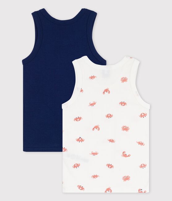 Juego de 2 camisetas de tirantes con cangrejos de algodón de niño variante 1
