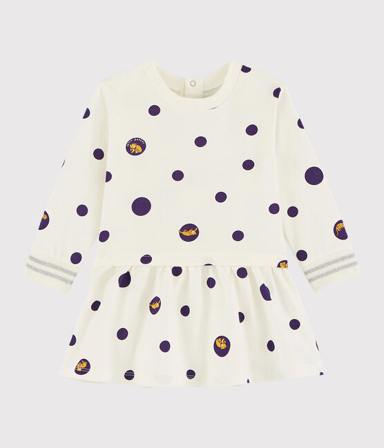 Vestido de manga larga para bebé niña blanco MARSHMALLOW/blanco MULTICO