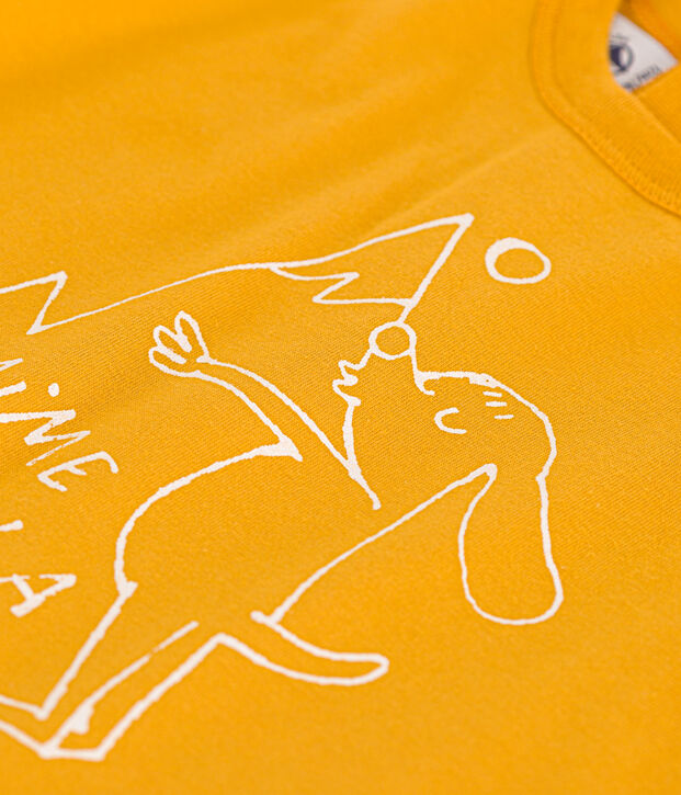 Camiseta de manga larga de jersey para beb&eacute; amarillo