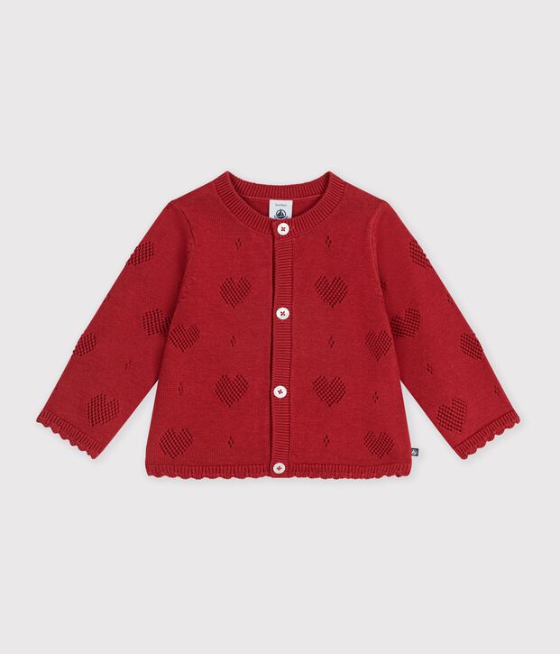 C&aacute;rdigan de algod&oacute;n con estampado de corazones para beb&eacute; rojo