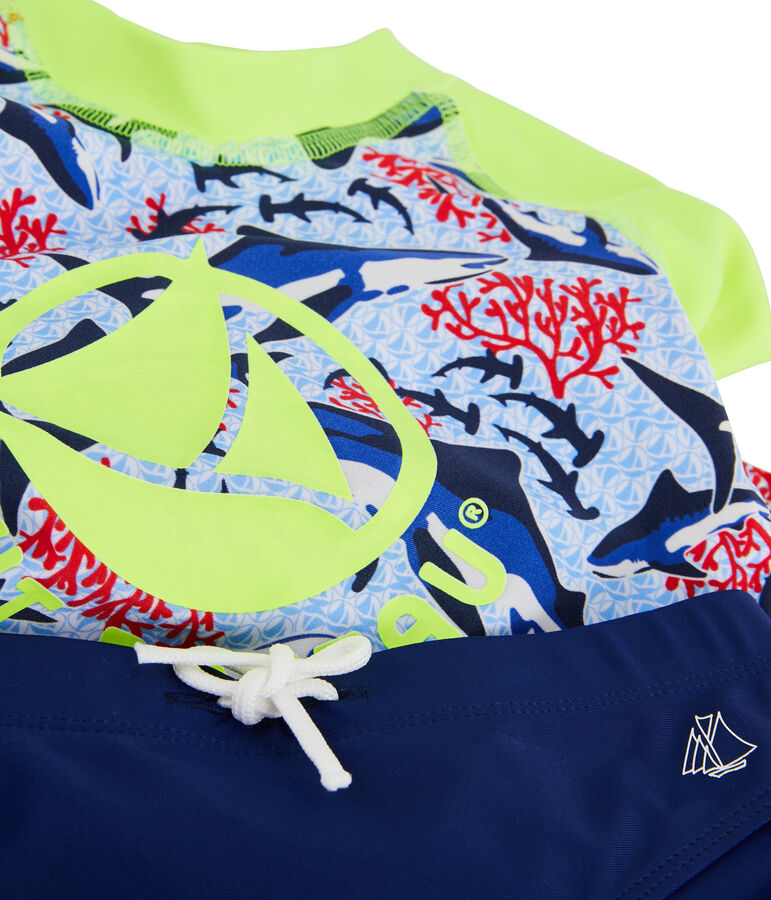 Camiseta anti-UV UPF 50+ ecorresponsable para ni&ntilde;o blanco/multicolor