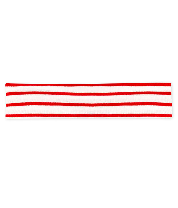 Diadema de rayas para beb&eacute; ni&ntilde;a blanco/rojo