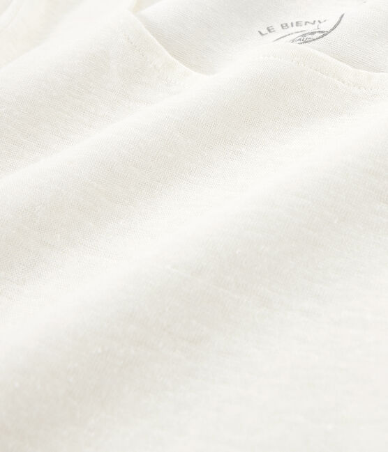 Camiseta manga larga de lino para mujer blanco MARSHMALLOW