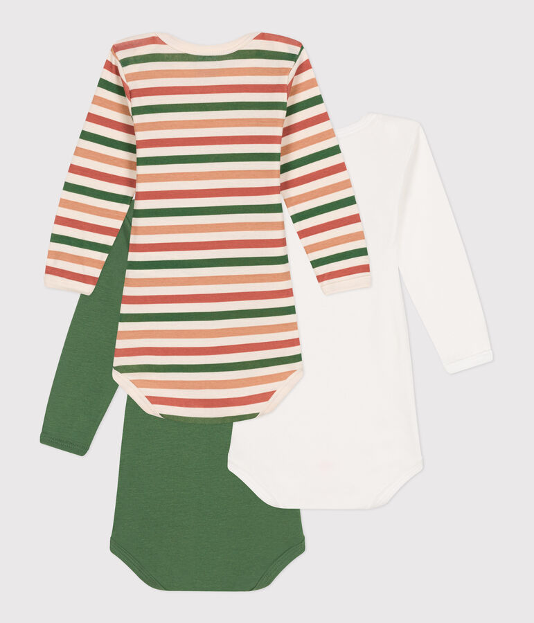 Juego de 3 bodys de algod&oacute;n de manga larga para beb&eacute; multicolor
