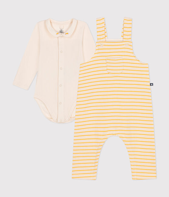 Estuche con conjunto de peto y body de algodón para bebé amarillo AVALANCHE/blanco DAISY