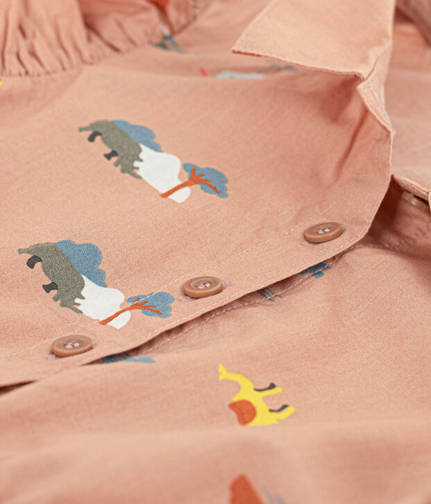 Vestido de popelina sin mangas para ni&ntilde;a beige/multicolor