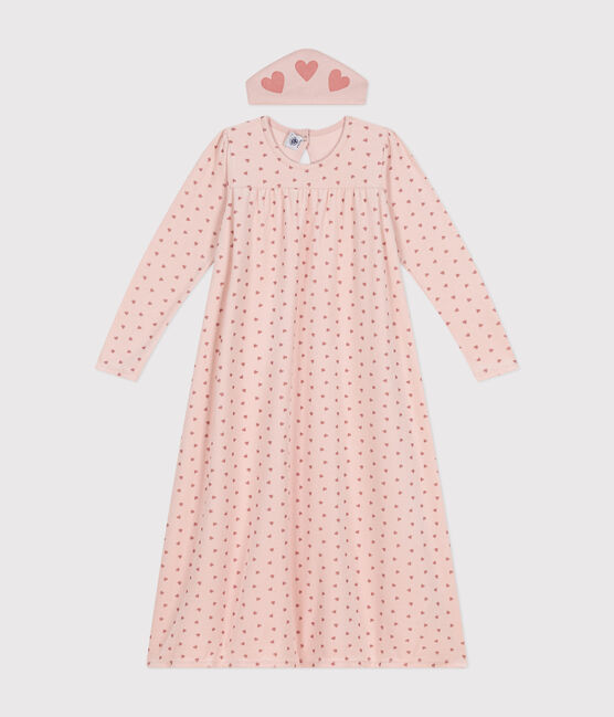 Camisón y diadema infantiles de terciopelo con corazones rosa SALINE/ ROSEWOOD