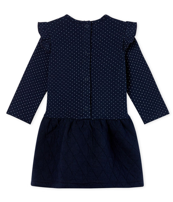 Vestido bimaterial de manga larga para bebé niña azul SMOKING/blanco MARSHMALLOW