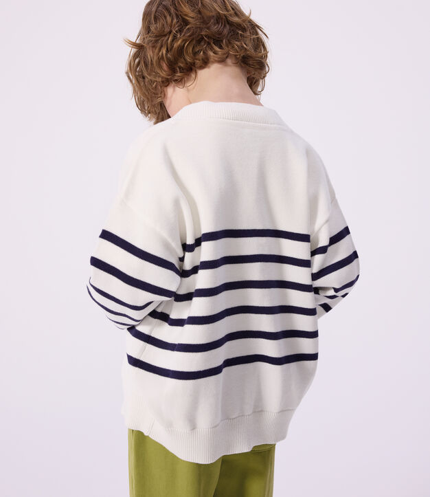 C&aacute;rdigan infantil de algod&oacute;n a rayas azul/azul