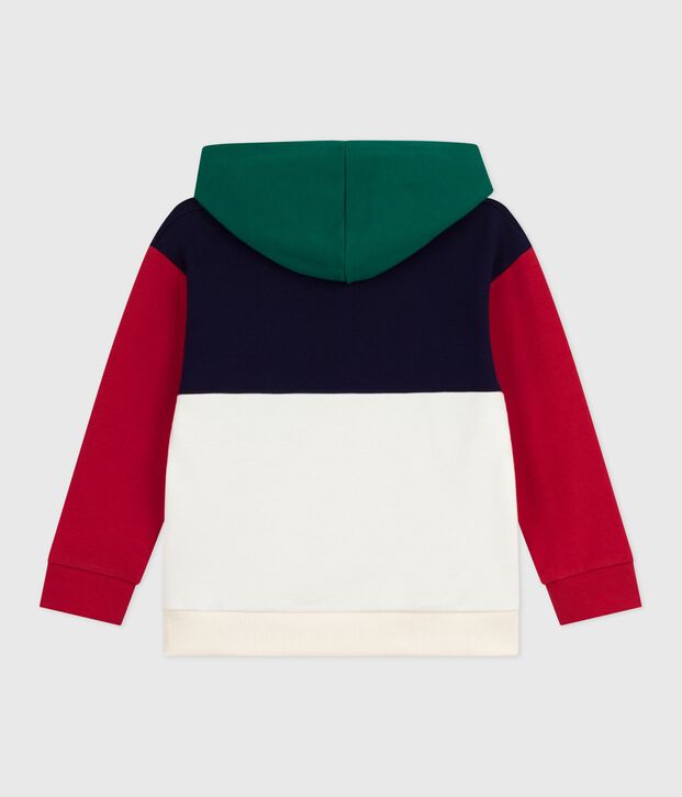 Sudadera infantil colorblock de algod&oacute;n con capucha azul/multicolor