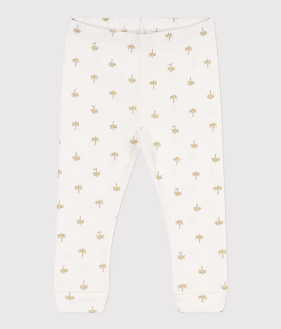 Leggings de algodón con estampado de flores para bebé blanco MARSHMALLOW/gris GRIS